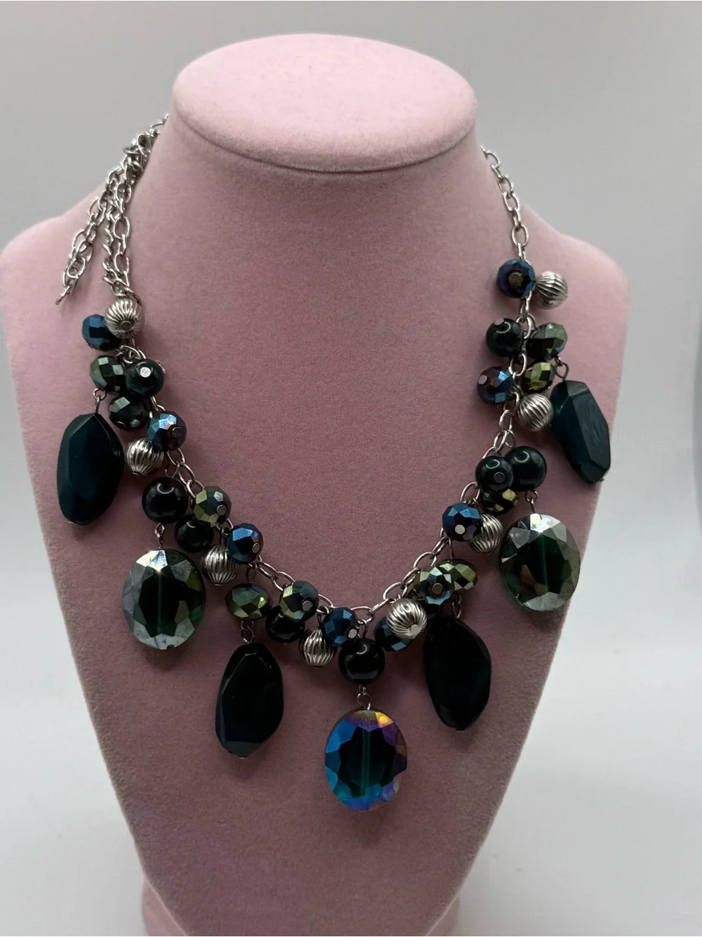 Set of three Statement Multicolor Crystal and Pearl Choker Necklace